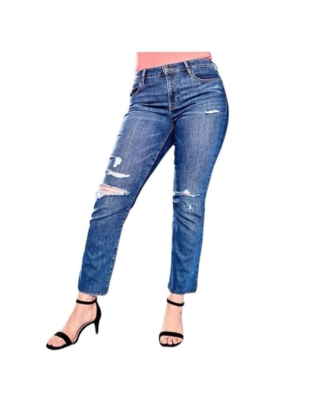 Power Straight high rise cropped distressed jeans 2